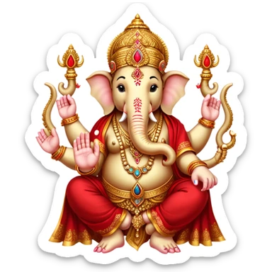 Hindu god Ganesha with elephant head and multiple arms sticker