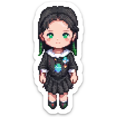 a girl in pixel art style sticker