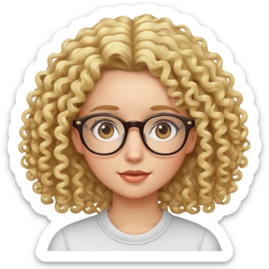 Blond curly haired girl with glasses sticker