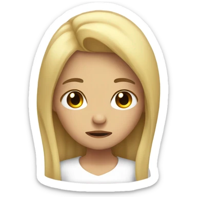 Girl with blonde hair brown eyes crying with a sad smile  sticker