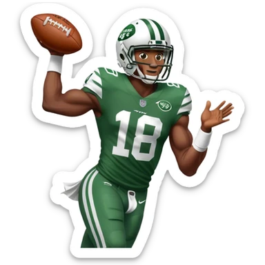 DK metcalf as NY Jets player dropping a football sticker