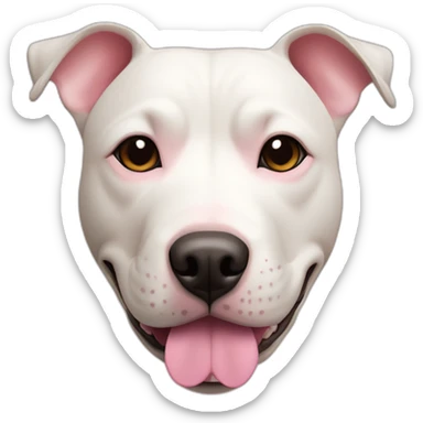White staffy bull terrier cross with light tan patch and pink nose sticker