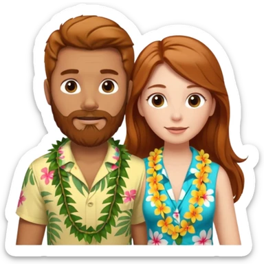 Ginger long hair girl,  brown hair men with beard on honeymoon sticker