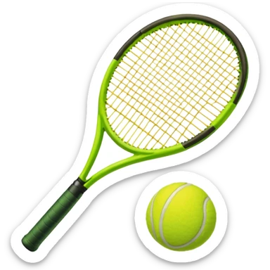 A green dark tennis racket 
(1) with a tennis ball(1) sticker
