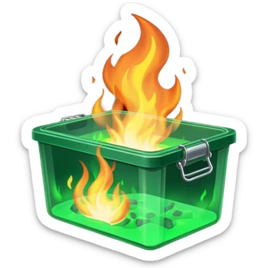 green fire in flat container sticker