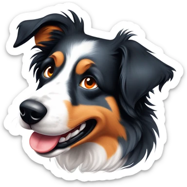 Border collie bleu merle yeux bleu balle orange dans la bouche  sticker
