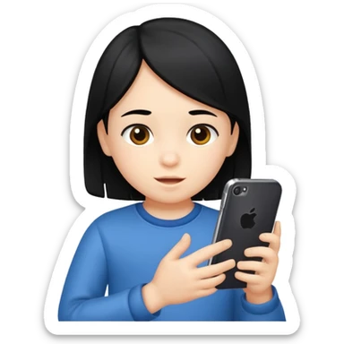 un niño de entre 3 - 10 años jugando con su celular (pelo negro) sticker