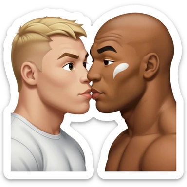 mike tyson and jake paul kissing sticker