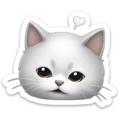 chat gris et blanc qui dort sticker