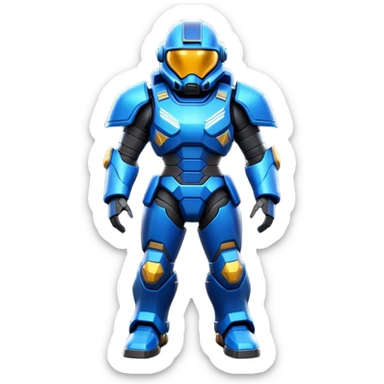 Clash of Clans aesthetic: Cinematic heroic Terran Marine Hero Emoji, rendered in a 3D vector-style similar to standard emojis with minimal shading and bold, simplified shapes. A compact, heroic isometric figure clad in futuristic power armor with signature energy accents, softly glowing with a cosmic battle charm. Simplified yet unmistakably iconic, highly detailed and consistent, glowing with a soft radiant shine and high gloss. Stylized with a touch of interstellar valor and a soft glowing outline, capturing the essence of an elite space warrior with a friendly, playful manner! sticker