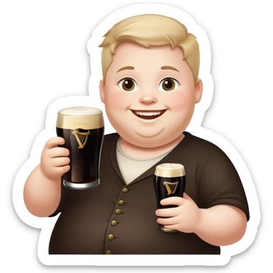 Fat kid with a guiness sticker