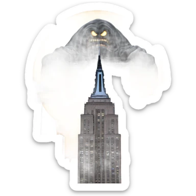 Giant Dark entity standing by Empire State Building  sticker