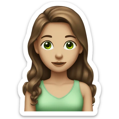 Girl with long brown hair and green eyes sticker