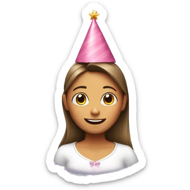 Girl exited with birthday hat sticker