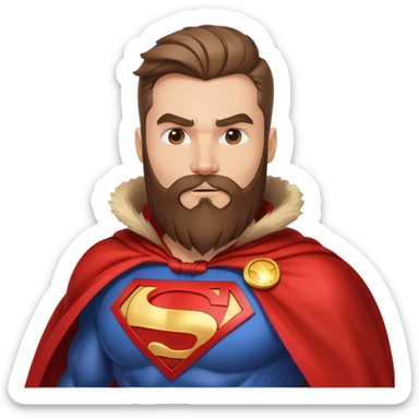 superhero with magnificent flowing beard, cape, mask, muscular sticker