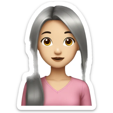 asian girl with long hair sticker
