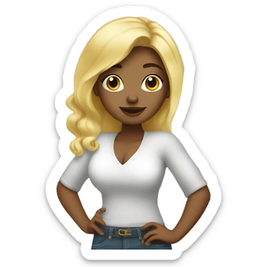 White Curvy blond Girl with Money sticker