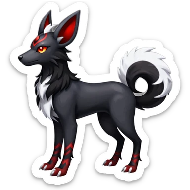 Shiny Exotic Excessive Mysterious Houndoom-Mightyena-Pokémon-Fakémon-hybrid-creature (full body) sticker