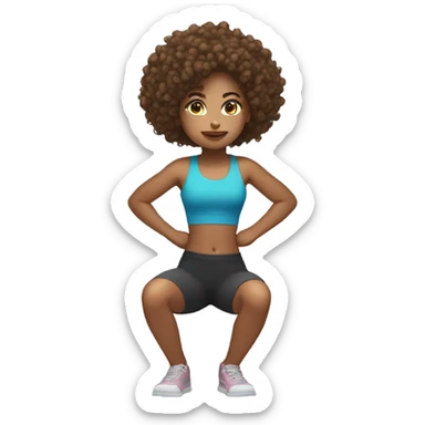 Curly girl doing squats  sticker
