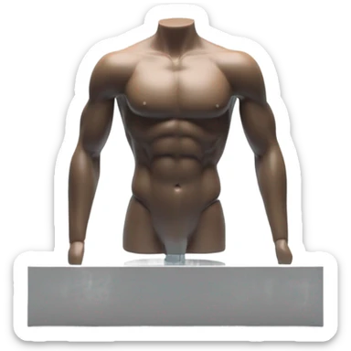 male mannequin abs cubes inside a glass cube on a stand isometric view sticker