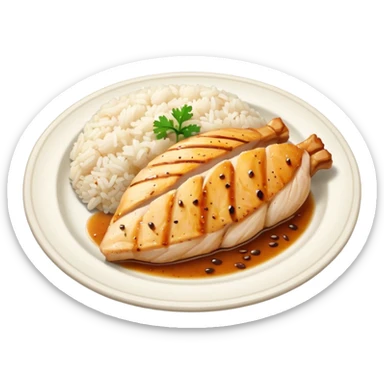 Breast and rice in a plate sticker