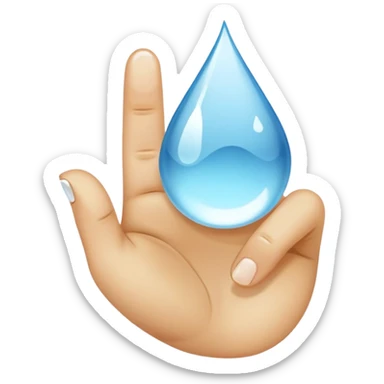 between the thumb, middle finger and index finger sticker