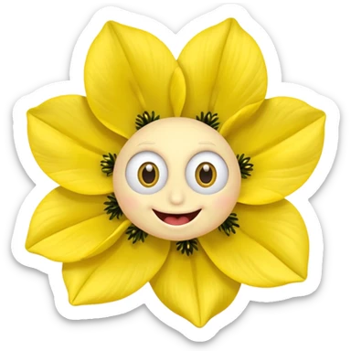 five leaved yellow anemone eyes mouth sticker