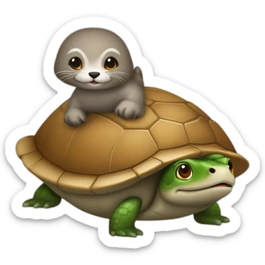 caneton sur la tête d’une loutre sur le dos d’une tortue sticker