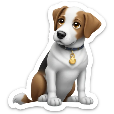 Dog sitting on top of a snow covered mountain sticker