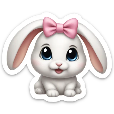 Baby bunny with coquette bow on ear sticker