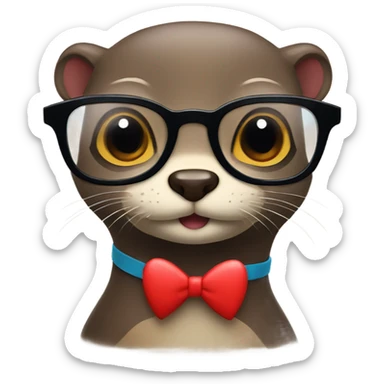 Glasses otter with red heart sticker