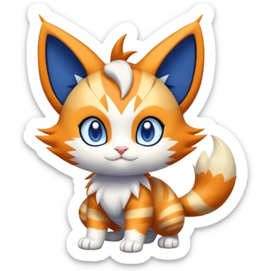 Shiny Cute Adorable Meowth-Litten-Meowstic-Hybrid-Creature with pattern-markings sticker