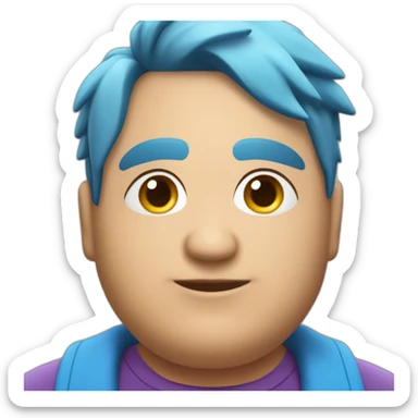 Middle-aged fat lesbian Chilean very short spiky bright blue hair sticker