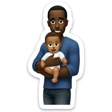 P diddy holding a baby sticker