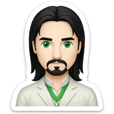 Kevin Richardson green eyes, black long hair, white outfit sticker