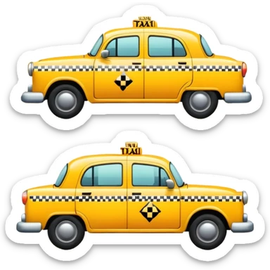 yellow taxi cab with checker pattern on the side sticker