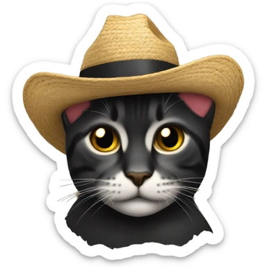 Gatito negro co un sombrero sticker