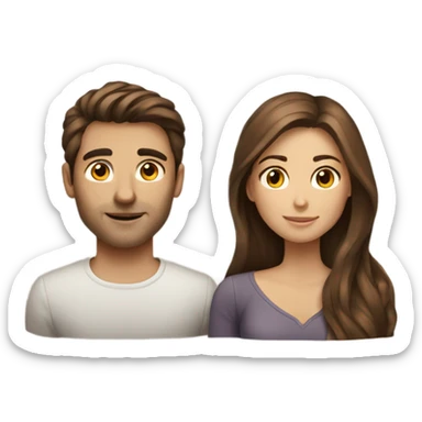 Brown hair men with long brown hair women couple  sticker