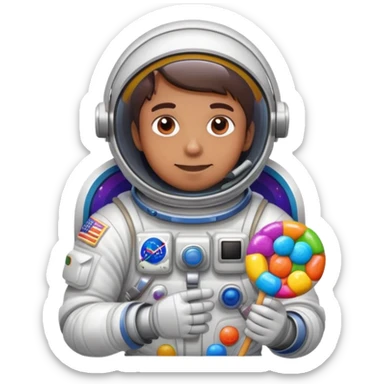Cosmic astronaut holding a colorful candy, astro runtz sticker