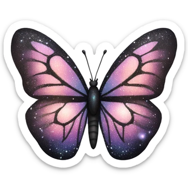 sparkly starry pastel black galaxy butterfly sticker