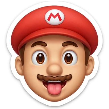 Mario blushing tongue out sweating sticker