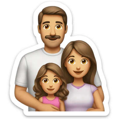 Spanish family mom dad 2 girls sticker