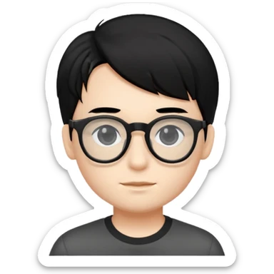 Black glasses with boy singolita boy with glasses black eyes and black hair sticker