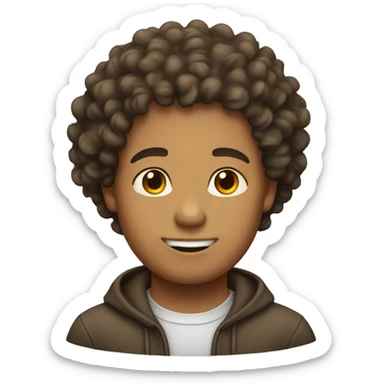 Tan guy chubby curly hair sticker
