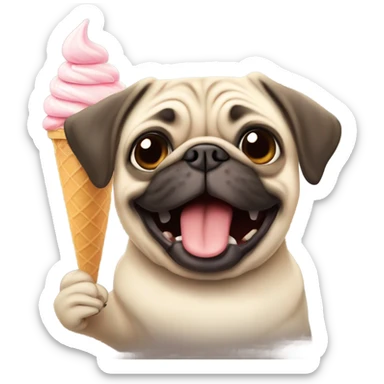 Pug licking icecream cone sticker