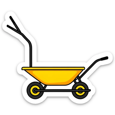 wheelbarrow with car features like headlights and steering wheel sticker