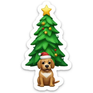 Dog wearing a Christmas tree sticker