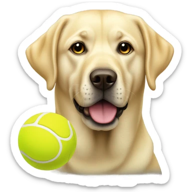 Yellow lab with tennis ball sticker