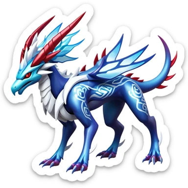 Futuristic Modern Epic Legendary Shiny Cyber-Suicune-Dialga-Reshiram-Creature, (full body) sticker