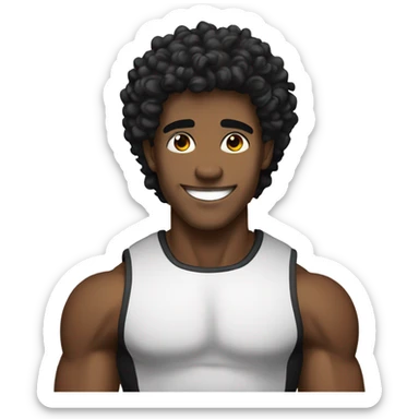 Hot lean black man gorgeous muscular with black hair a little curly with a precious smile  sticker
